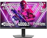 SANSUI 24 Inch Gaming Monitor 200Hz 1Ms FreeSync HDR 110% sRGB FHD 1080P Computer Monitor HDMI DP Ports Eye Care Frameless VESA Mount Cable Management (ES-G24F4L HDMI Cable Included)