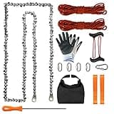 SENSILIN Rope Saw for Tree Limbs, 55 Inch Chain Saw with 70 Sharp Teeth & 46 Feet Ropes Kit, High Limb Pocket Chainsaw
