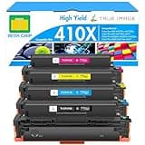 TRUE IMAGE Compatible Toner Cartridge Replacement for HP 410X 410A CF410X CF411X CF412X CF413X to use with Color LaserJet Pro MFP M477fdw M477fdn M477fnw Pro M452dn M452nw M452dw Toner Ink (4 Pack)