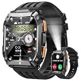 Smart Watches for Men(Flashlight&100 Days Battery Life), 1.95'' Fitness Watch: Waterproof Military Smart Watch with Call/Sleep/SpO2/Heart Rate Monitor/Step Tracker, Sport Smartwatch for Android iPhone