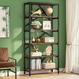 LOVEZOE 6 Tier Bookshelf, Tall Bookcase for Home Office Living Room, E1 Particle Board and Metal Frame, 70.87” H x 31.5” W x 11.81” D