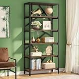 LOVEZOE 6 Tier Bookshelf, Tall Bookcase for Home Office Living Room, E1 Particle Board and Metal Frame, 70.87” H x 31.5” W x 11.81” D