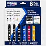 PayForLess Remanufactured for Epson 822XL Ink Cartridges Replacement for 822 XL T822 for Workforce Pro WF-3820 WF-3823 WF-4820 WF-4830 WF-4833 WF-4834 Printer 6 Pack 3 Black 1 Cyan 1 Magenta 1 Yellow