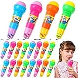 Woanger 20 Pieces Echo Microphone Toy Play Microphones for Kids Bulk Fun Voice Amplifying Multicolored Retro Battery Free Speech Therapy Toys for Singing Gifts, 4 Colors, 7.5 x 2.2 Inch