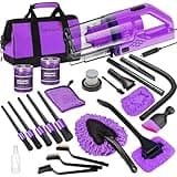 Viewsun 17PCS Car Cleaning Kit, Purple Car Interior Detailing Kit with High Power Handheld Vacuum, Detailing Brush Set, Windshield Cleaner, Cleaning Gel, Complete Auto Accessories for Women Gift