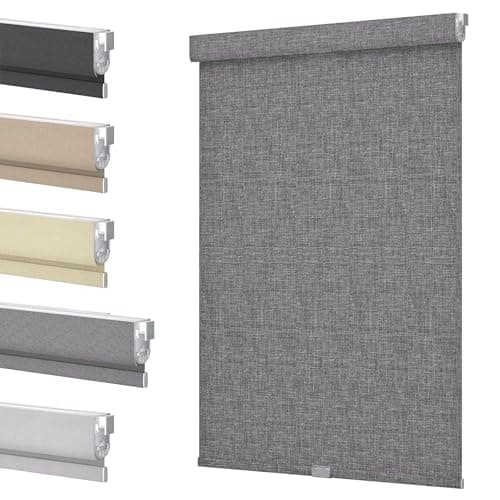 Cordless Blackout Roller Shades for Windows, Custom No Drill Blinds for Window, 100% Privacy Blackout Roller Shades for Windows, UV Protection & Thermal Insulated No Drill Blinds for Window