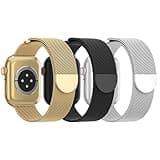 Steezrd 3 Pack Stainless Steel Mesh Magnetic Loop Bands for Apple Watch 38mm 40mm 41mm 42mm 44mm 45mm 49mm