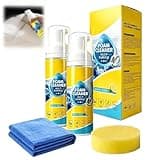 Multi Enzyme Foam Cleaner 4-in-1 Kit with Sponge & Towel - All Purpose Car Interior Cleaner & Stain Remover - No Rinse Non Greasy Formula for Leather, Upholstery, Kitchen, Bathroom, Lemon Scent (3)