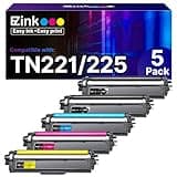 E-Z Ink Compatible TN221 TN225 Toner Cartridge Replacement for Brother TN-221 TN-225 to Use with MFC-9130CW HL-3170CDW MFC-9340CDW HL-3140CW MFC-9330CDW (2 Black 1 Cyan 1 Magenta 1 Yellow, 5 Pack)