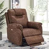 UOPYNE Wall Hugger Power Recliner Chair, Electric Recliner with Massage and Heat, PU Leather Upholstered Reclining Chair with Two Side Pockets and USB Charging Ports for Living Room