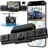 4 Channel Dash Cam,360° All-Around View Front Rear Left Right Inside Car Camera,3" IPS Screen,4-Way Dash Cam with 24H Parking Mode,Built-in GPS,8 IR Night Vision,G-Sensor,Free TF Card Included