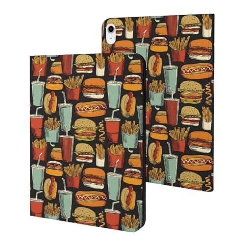 Vintage Junk Food Print Compatible with iPad A16 Case 11 Inch 2025, Tablet Cover Compatible with iPad 10th Generation Case 10.9 Inch 2022 with Stand Slim Auto Wake/Sleep