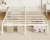 Allewie Queen Bed Frame, 14 inch Metal Platform Beds with Storage Space, No Box Spring Needed and Easy Assembly, White