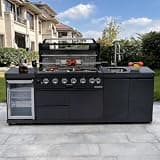 BAJINGGONG 95'' Modular Outdoor Kitchen Island, 85000 BTU, LPG, Black