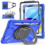 TECliTy Case for iPad (A16) 11th/10th Generation 2025/2022 (11″/10.9″), Full-Body Drop Protection Case for iPad A16 with 360° Rotating Stand Screen Protector Shoulder Strap Pen Holder, Blue