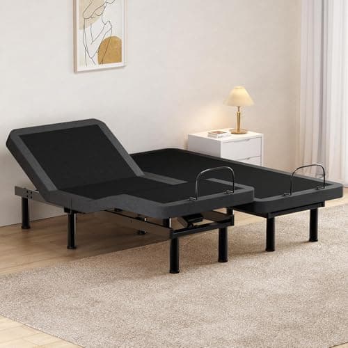 Split King Massage Adjustable Bed Frame ,Updated Bed Base with Thickened Foam Frame, Adjustable legs, Voice control, Anti-Snore/0 Gravity,Head and Foot Incline,Wireless Remote, USB Ports, LED Light