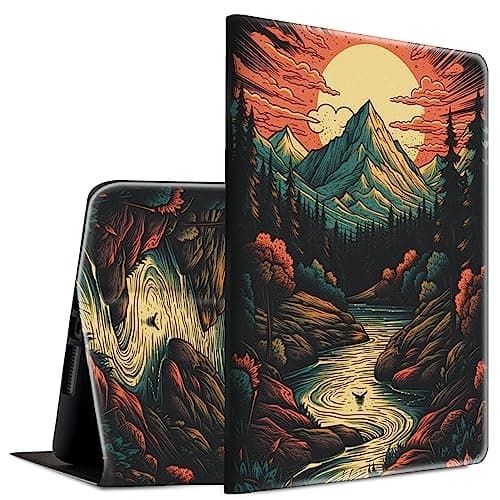 BFSEROBJ for Samsung Galaxy Tab A9 Case Lightweight Smart Case PU Leather Adjustable Stand Protective Cover with Auto Wake/Sleep Cover for Samsung Galaxy Tab A9 8.7 inch - Mountain Forest Moon