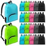 HOFASON 20 Pcs 17 Inch Backpacks in Bulk, Bulk BookBags Foldable Back Pack Basic Backpack for Adult Homeless Lightweight Outdoor Travel BookBags (5 colors)
