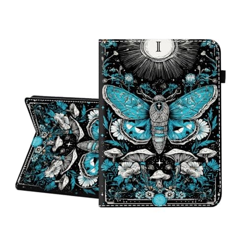 CICPLKSE Case for Samsung Galaxy Tab A7 10.4 Inch 2022/2020 Release (Model : SM-T500/SM-T503/SM-T505/SM-T507),Premium PU Leather Cover with Auto Sleep Wake,Mystical Moth Floral
