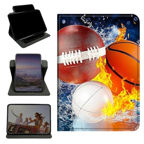 RWUTYTIUL Case for Samsung Tab A11+ Plus 2026/Galaxy A9 Plus 11" 2024, 360 Degree Rotating Stand with Multi-Angle Vertical & Horizontal Viewing Shockproof Shell for Men, Basketball Baseball Rugby
