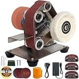 Mini Belt Sander, Electric Small Sander Knife Making Supplies, 7 Adjustable Speed Electric Knife Sharpener, Power Belt Grinder for Woodworking, Metal Working DIY (5'' x 6.8'' x 5.5'')