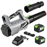 GOOSHHOME Leaf Blower Cordless, 21V Electric Blower with 2 * 6.0Ah Batteries and Charger, 5 Speed & Turbo Mode, Lightweight Leaf Blower for Patio Cleaning, Lawn Care,Blowing Leaves and Dust, (Grey)