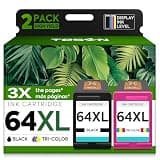 TESEN 64XL Ink Cartridges Black and Color Replacement for HP Ink 64 64xl Ink Cartridge Combo Pack Work with HP Envy Photo 7855 7155 7858 7975 7800 7900 7164 6252 6255 Tango Printer (2 Pack)