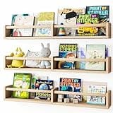Fixwal Nursery Bookshelves, 32in Floating Bookshelves for Wall Set of 3, Wood Wall Mounted Floating Shelves for Baby Nursery Decor and Toys Storage (Natural Wood)