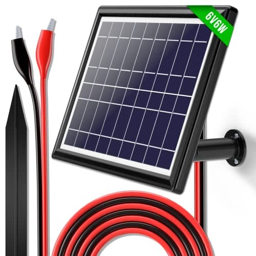 POWOXI Solar Panel for Deer Feeder - 6Volt 6W Waterproof Solar Battery Maintainer - Solar Trickle Charger with Adjustable Mount Bracket Controller and Alligator for Gate Opener & Off-Grid 6V Batteries