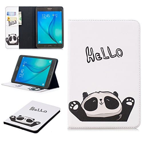 Lwaisy Galaxy Tab A 8.0 Case, Slim Fit Premium PU Leather Folio Stand Protective Cover with Card Slots for Samsung Galaxy Tab A 8.0 Inch SM-T350, Hello Panda