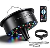 LED Mirror Ball Motor with Remote, 0–15 RPM Adjustable Rotation, Multi-Color Light Effects, Dual Power Options, Fits 4''–16'' Mirror Balls for Parties & Home Decor(Ball Not Included)