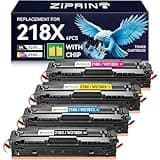 ZIPRINT 218X Toner Cartridges 4 Pack with Chip Compatible Replacement for HP 218A 218X Color LaserJet Pro MFP 3301fdw 3301sdw 3201dw 3301cdw High Yield W2180X Black Yellow Magenta Cyan