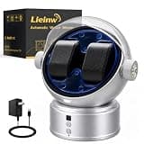Lieinw Automatic Watch Winder for Rolex and Men Watches, Astronaut Style Double Winding Watch Box with Japanese Quiet Motor & Blue LED, 2 Slots Rotating Watch Case for Storage, Display & Gifts, Silver
