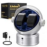 Lieinw Automatic Watch Winder for Rolex and Men Watches, Astronaut Style Double Winding Watch Box with Japanese Quiet Motor & Blue LED, 2 Slots Rotating Watch Case for Storage, Display & Gifts, Silver