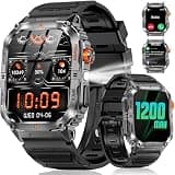 Military Smart Watches for Men, 2.01” Fitness Tracker with 1200mAh Battery Life, Bluetooth Calling, Flashlight, 5ATM Waterproof, Heart Rate & Sleep Tracking, 110+ Sports Modes for Android & iPhone