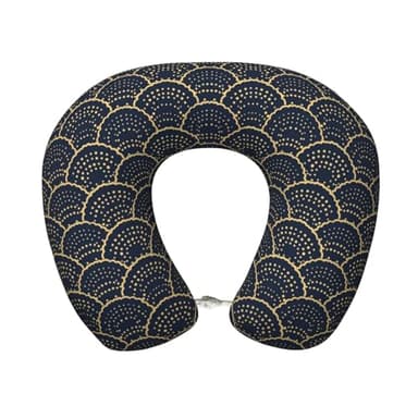 Nuzjahu Black Seashell Print Travel Pillow Memory Foam Neck Pillows for Sleeping Super Soft Cozy Plush Airplane Pillow for Sleeping Airplane, Car, Office and Home