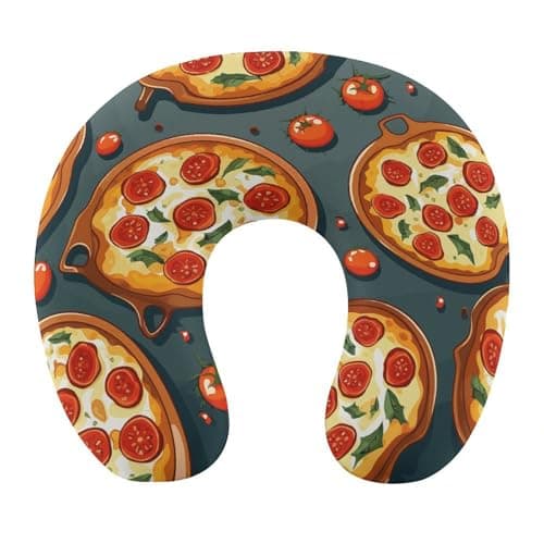 NHSGDUA Pizza Food U-Shaped Neck Pillow, Memory Foam Travel Neck Pillows Compact and Ergonomic Design,Airplane Pillow for Traveling Car Home Office