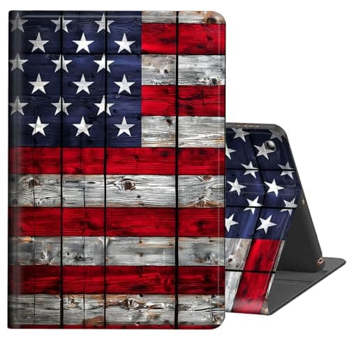 FKIUBWRY Case for iPad mini 5th Generation,for iPad mini 4 Case,Slim PU Leather Multi-Angle Stand Folio Cute Heavy Duty Protective Cover with Auto Wake/Sleep,Wood American Flag