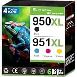950XL 951XL Ink Cartridges Replacement for HP 950 951 Ink Cartridges Combo Pack Compatible with HP OfficeJet Pro 8100 8600 8610 8615 8620 Printer (4 Pack), 950 Black 951 Color, Updated With V17.2.1