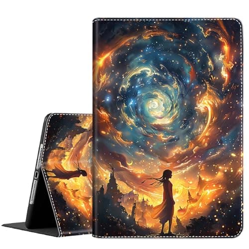 Case for Samsung Galaxy Tab A11 Plus/A11+/A9 Plus/A9+ 5G 11 Inch 2025/2023 ,Slim Fit Foldable Standing Cover Case with Auto Sleep/Wake, Girl Under The Stars