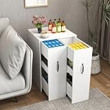 ZeHuoGe 3-Tier Pull Out Mobile Bookshelf, Slide Out Drawer Storage Bookcase File Cabinet, Wooden Display Shelf, Multipurpose Organizer Cabinet for Home Office Living Room