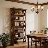BIGTO Bookcase 31.5"*11.8"*70.9", Classic Wooden Elegant Display Shelves Bookshelf Rustic Brown Engineered Wood Home Furniture