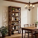 BLUECC Bookcase 31.5"*11.8"*70.9", Classic Wooden Elegant Display Shelves Bookshelf Rustic Brown Engineered Wood