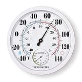 Indoor Outdoor Thermometer Large Waterproof Wall Patio Weather Thermometer No Battery Required Hanging Decor (White)