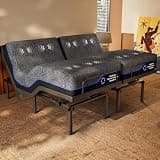 AMADA HOMEFURNISHING Split King Adjustable Bed with Mattress, 14-Inch, 3-Motor Adjustable Bed with Massage, Head & Foot Lift, Headrest Tilt, Zero Gravity, Anti-Snore, App & Remote Control, Easy Setup