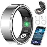 qiunhang Smart Ring Health Tracker for Women & Men, Sleep & Heart Rate Monitor, IP68 Waterproof Fitness Tracker, No Subscription Fee, iOS & Android Compatible (Silver, 11)