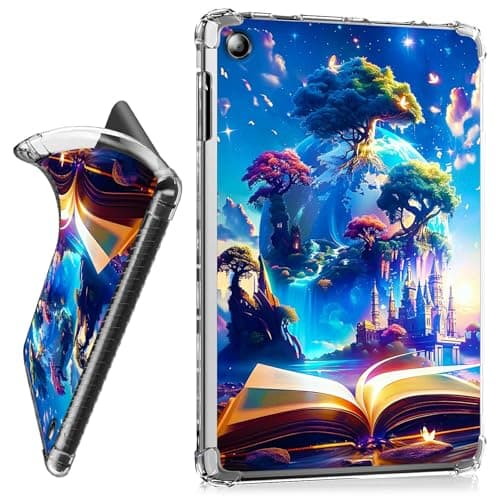 RWUTYTIUL for Amazon Kindle Fire HD 8 & 8 Plus (12th/10th Generation, 2024/2022/2020) Clear Tablet Case, Transparent Shockproof Protective Shell Lightweight TPU Accessories Cover, Book Trees