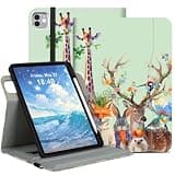 360 Degree Rotating Case for iPad Air 11 inch M4/M3/M2, iPad Pro 11 Inch (4th/3rd/2nd/1st), Leather iPad Air 4th/5th Gen 10.9 Inch Case with Pencil Holder, Multi-Angle View Folio Cover, Animal Party