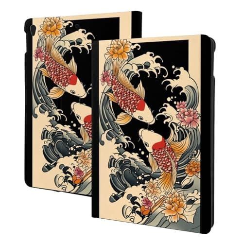 Case for iPad Air 3 (2019) & iPad Pro 10.5 (2017) 10.5 Inch (Model A2152 A2123 A2153 A2154 A1701 A1709), Multi-Angle Viewing Stand, Auto Sleep/Wake,Asian Tattoo koi Fish Print