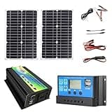 40W 18V Portable Solar Panel Kit with 300W Power Inverter DC 12V to AC 110V/220V and 30A Charge Controller, Dual USB Output Solar Power System for RV, Camping, Car, and Off-Grid Backup (220V)